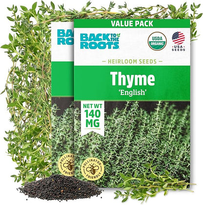 Back to The Roots 100% Organic Heirloom Seeds - Thyme Value Pack (140mg Total)