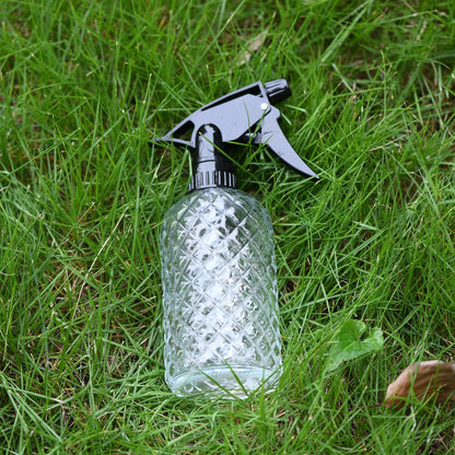 Glass Handheld Spray Bottle - 12oz Refillable Bottle ，Adjustable Nozzle Watering Can for Garden Plants Cleaning Solutions (Clear)