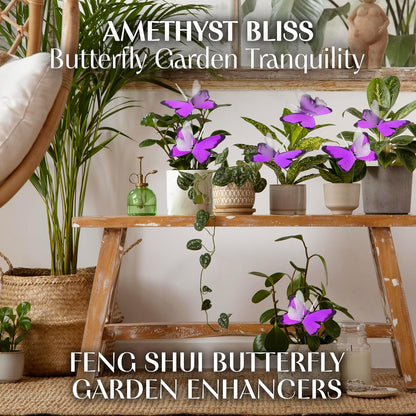 Handmade Butterfly Garden Stakes – Set of 7 Purple Decorative Butterflies Idea for Garden & Nature Lovers – Outdoor & Indoor Garden Decor – Air Aquarium Handmade by Kushner