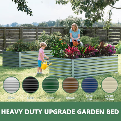 FOOWIN 2pcs 6x3x3ft Galvanized Raised Garden Bed, Planter Raised Garden Boxes Outdoor, Large Metal Raised Beds for Gardening, Garden Bed for Vegetables, Flowers, Herb, Silver