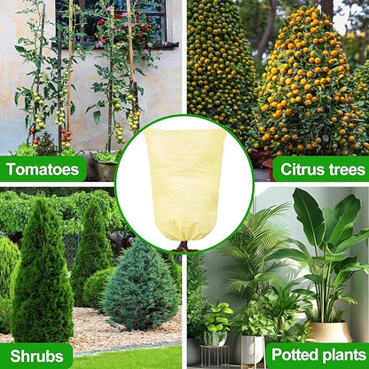 2 Packs Plant Covers for Winter 80x120cm, Shrub Covers for Winter, Plant Cover Freeze Protection, Cold Frost Protection Cover with Zipper Drawstring(80gsm)