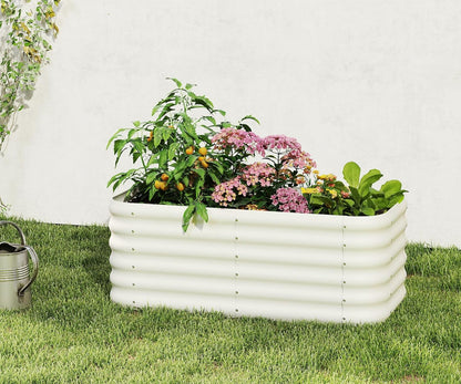 DDK Galvanized Raised Garden Bed, Outdoor Planter Bed, 4x2x1.5ft Metal Planter Box for Gardening and Planting,MW