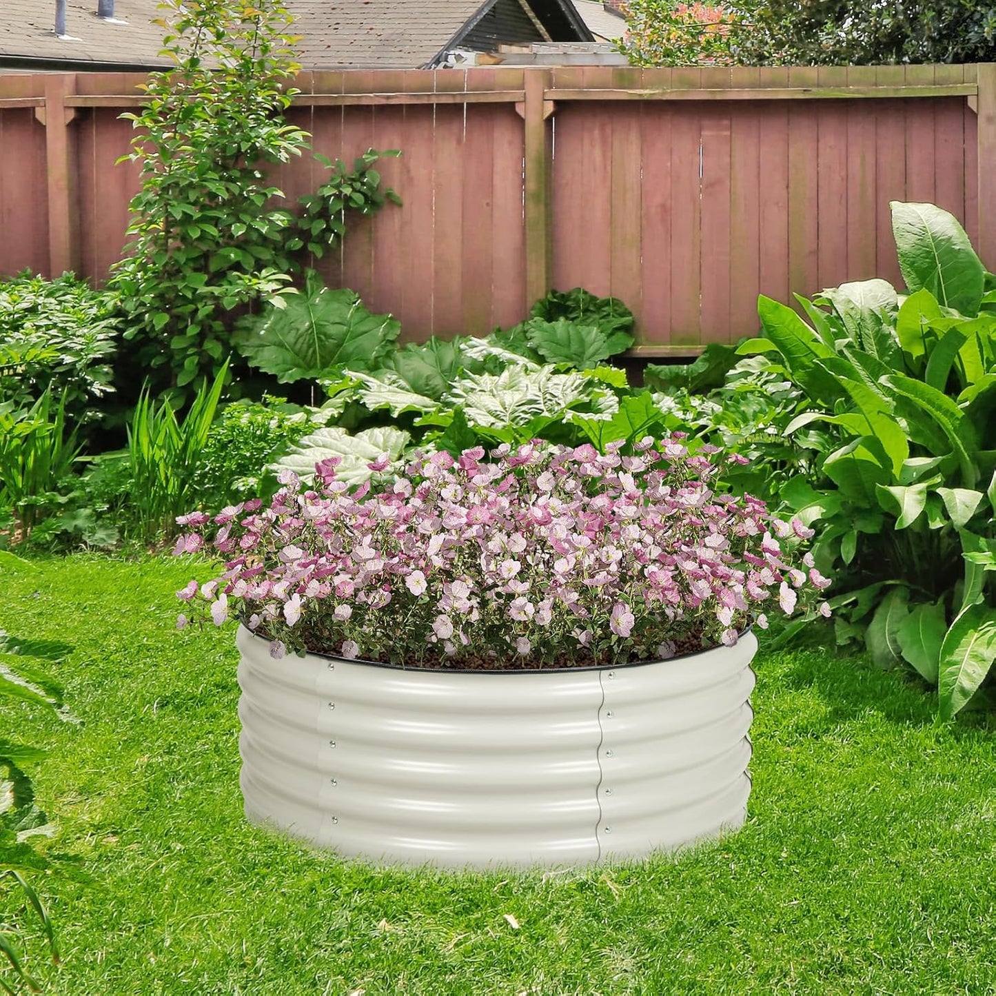 BPS Metal Raised Garden Bed, 3.5FT Diameter Galvanized Planter Raised Garden Boxes for Flower Planters, Vegetables Herb