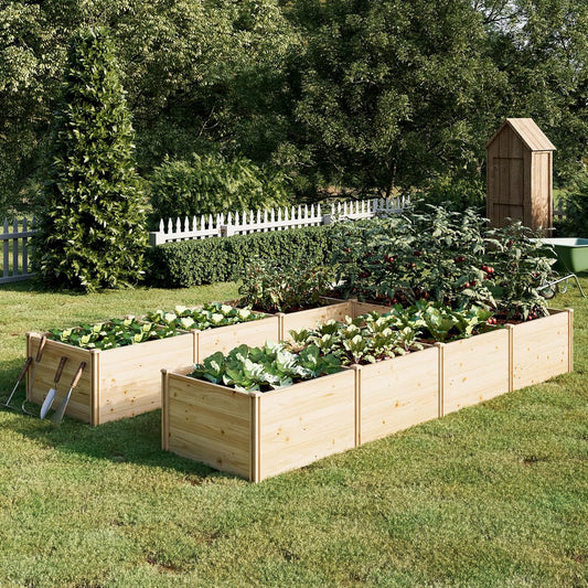 PaPaJet Wooden Raised Garden Bed for Outdoor, Nine Grid Deep Large Planter Box for Gardening, Vegetables, Flowers, Herbs（7.5× 11.9× 1.6FT）