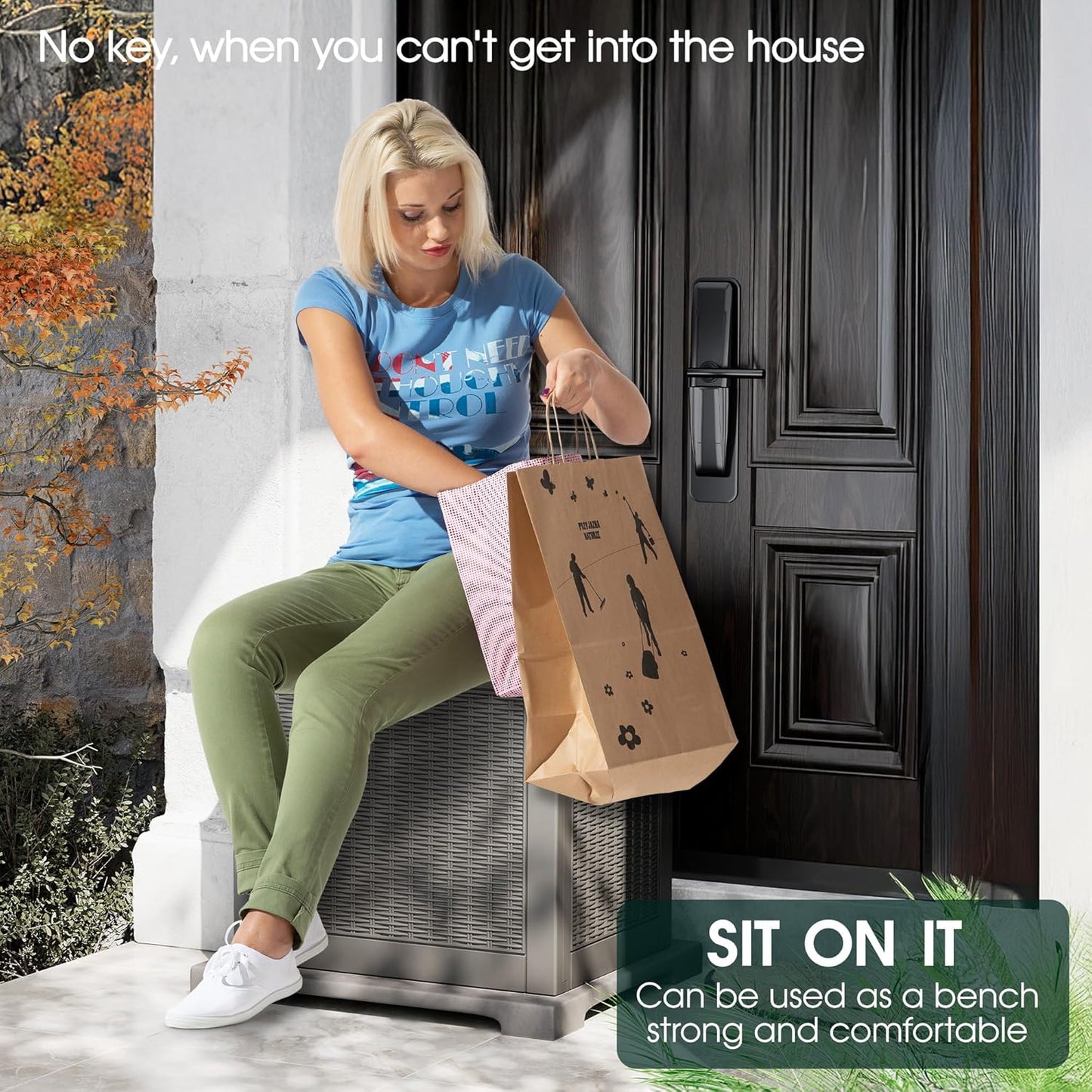 Outdoor Storage Box, Resin Deck Boxes Indoor and outdoor, Waterproof Storage Box Lockable Lid (Grey, 35 Gallon-2 Pack)