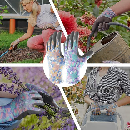 COOLJOB 6 Pairs Colorful Gardening Gloves for Women Ladies, Breathable Rubber Coated for Yard Garden, Outdoor Indoor Protective Work, Medium Size, Varied Colors