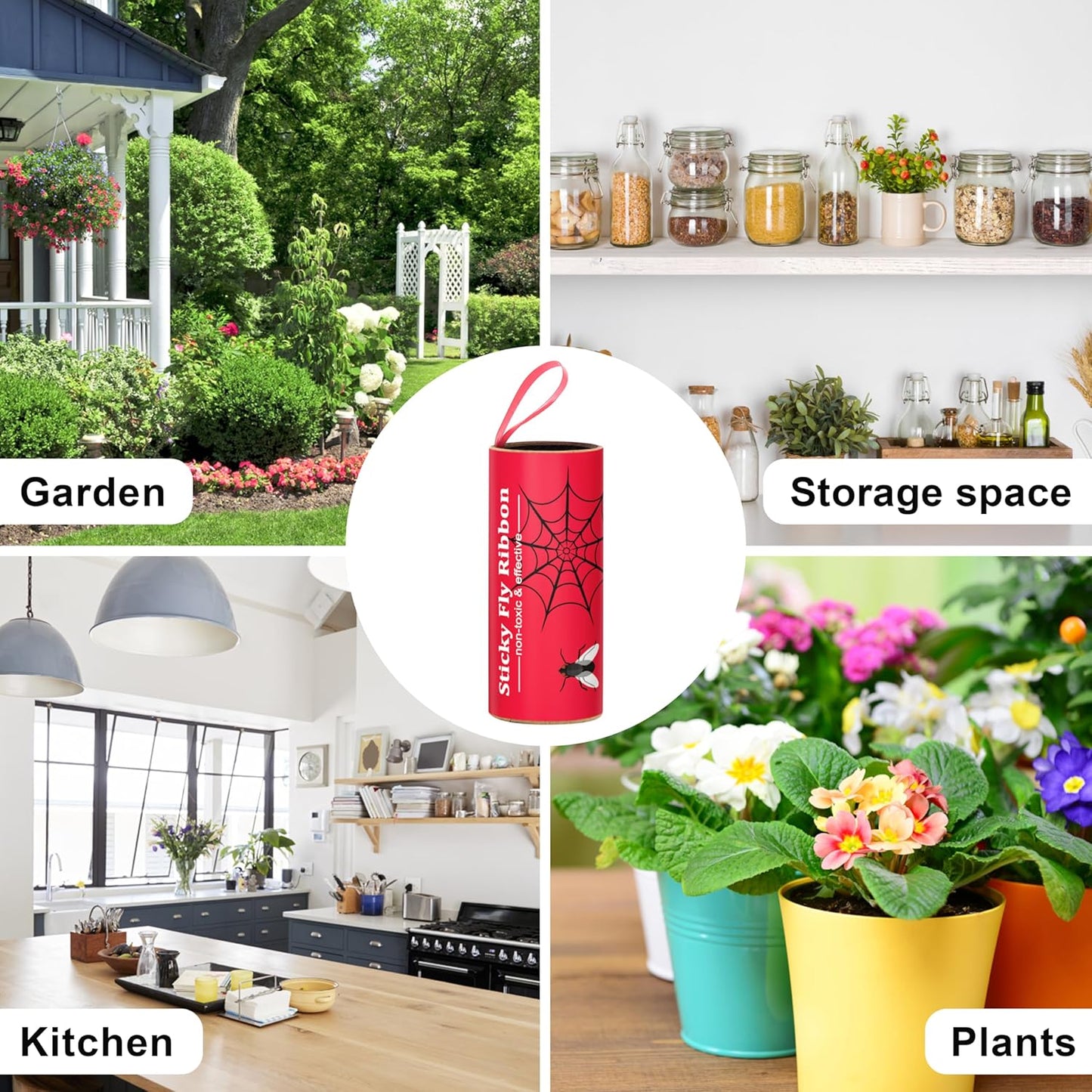 Stingmon 40 Pack Fly Trap, Fruit Fly Traps Indoor for Home, Fly Traps Outdoor Hanging, Flying Insect Trap, Fly Strips Tape Paper Ribbon, Gnat Traps for Bug, Insect, Pest, Mosquito, Red