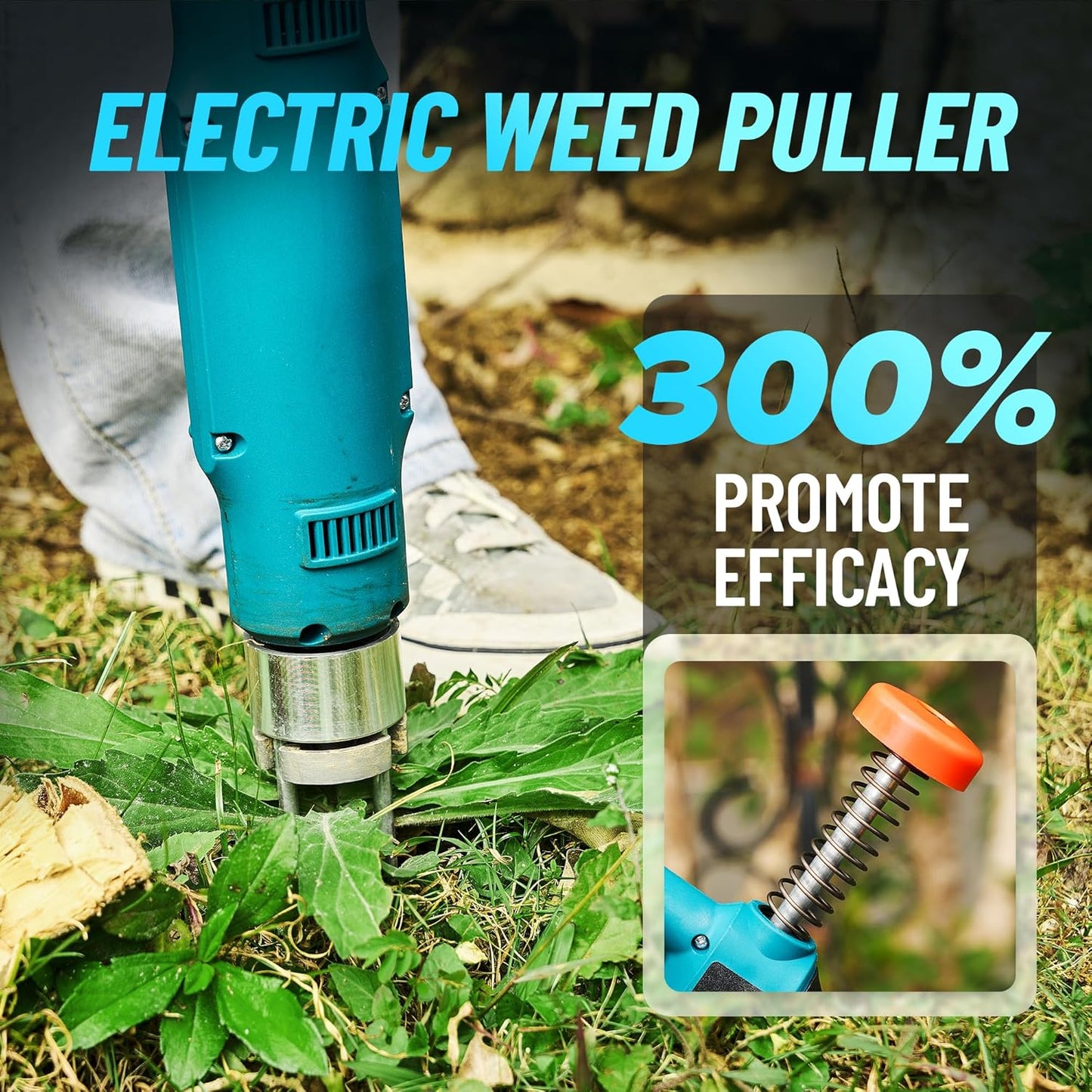 SEESII Next-Gen Electric Stand Up Weed Puller Tool with 20000RPM High-Torque Motor, Battery Powered Garden Weeder 3-Claw Steel Head for Smooth Weeding (Electric Weed Puller-Two Battery)