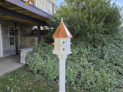 Amish Handmade Birdhouse with Copper Roof 8 Compartments, Bird Watching (8 Compartments)