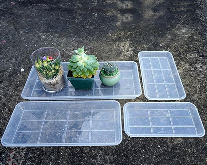 6 Pack of Plastic Plant Tray Saucer Rectangular 14 inch, Planter Trays Saucers for Indoors Outdoor, Plant Water Drip Tray for Flower Pot Planter, Windowsill Trays (6.8 X 14.5'', Clear)