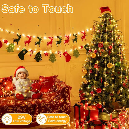 Ollny Christmas Lights Warm White, 600LED 197FT Christmas Tree Lights IP67 Waterproof, Plug in Fairy Lights with Remote 8 Modes Timer, Xmas Light for Outdoor Indoor House Holiday Decor