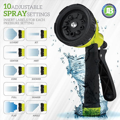 J&B XpandaHose 100ft Expandable Garden Hose with Holder - Heavy Duty Superior Strength 3750D - 4 -Layer Latex Core - Extra Strong Brass Connectors and 10 Spray Nozzle w/Storage Bag (Black 100)