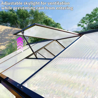 CQZY 6x8 FT Greenhouse for Outdoors,Walk-in Greenhouse for Outdoors,Dark Gray