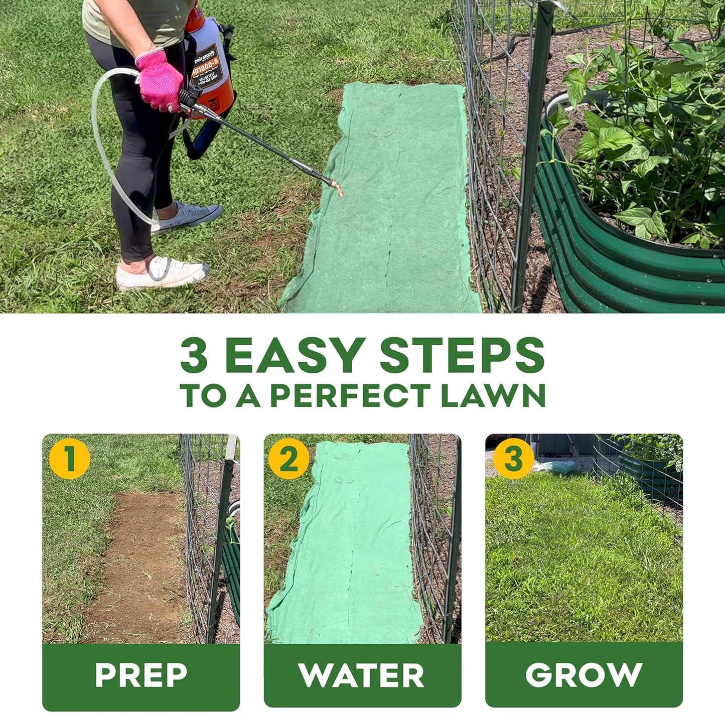 Petramax ReadyRoll Biodegradable Grass Seed Mat for Lawn (54 ft.) - All Year Green 3-in-1 Tall Fescue & Kentucky Grass Seed Rolls w/Mulch & Fertilizer - Lawn Repair Patch - Just Roll, Water, Grow