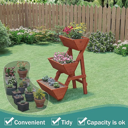 Raised Garden Bed, 3 Tier Small Vertical Garden Planter for Indoor & Outdoor, Raised Planter Box with Legs, Garden Planter Box for Flowers/Vegetables/Plants