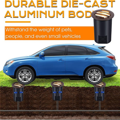 [6 Pack]CLOUDY BAY 9W Low Voltage Landscape Lights,LED Well Lights,Grated Top,12V-24V Waterproof Outdoor,2700K/3000K/3500K/4000K/5000K In Ground Lights for Fence Pathway Deck,Bronze