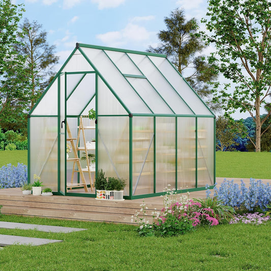 6'X7' Aluminum-Framed Polycarbonate Greenhouse, Heavy Duty Polycarbonate Greenhouse with Quick Setup Structure and Roof Vent, Large Enhanced Aluminum Greenhouses Kit for Outdoors