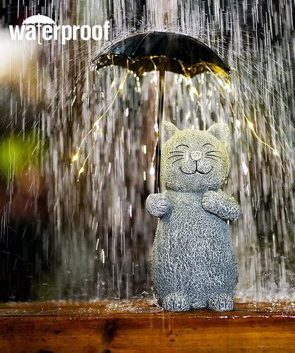 Qeeman Cat Garden Statue Outdoor: Outside Decor Yard Patio Balcony Landscaping Lawn Figurine Ornaments - Birthday Gifts for Mom Grandma Women Dad Lover Sister