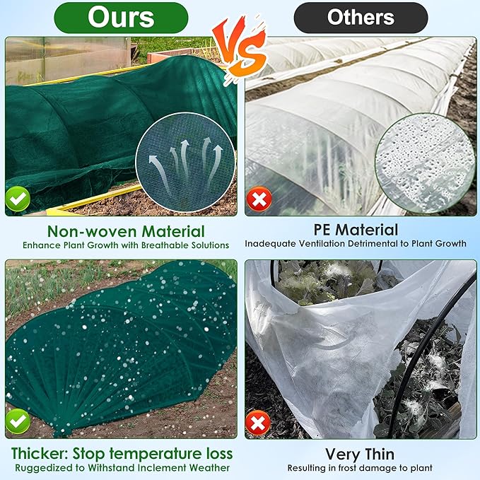 32.8 x 9.8 Ft Thicken Plant Covers Freeze Protection- Darkgreen Warm Winter Frost Cloth Blanket- Garden Fabric Plant Floating Row Cover Protecting Plants from Freezing Animal Eating, Anti -7.6℉ (-20℃)