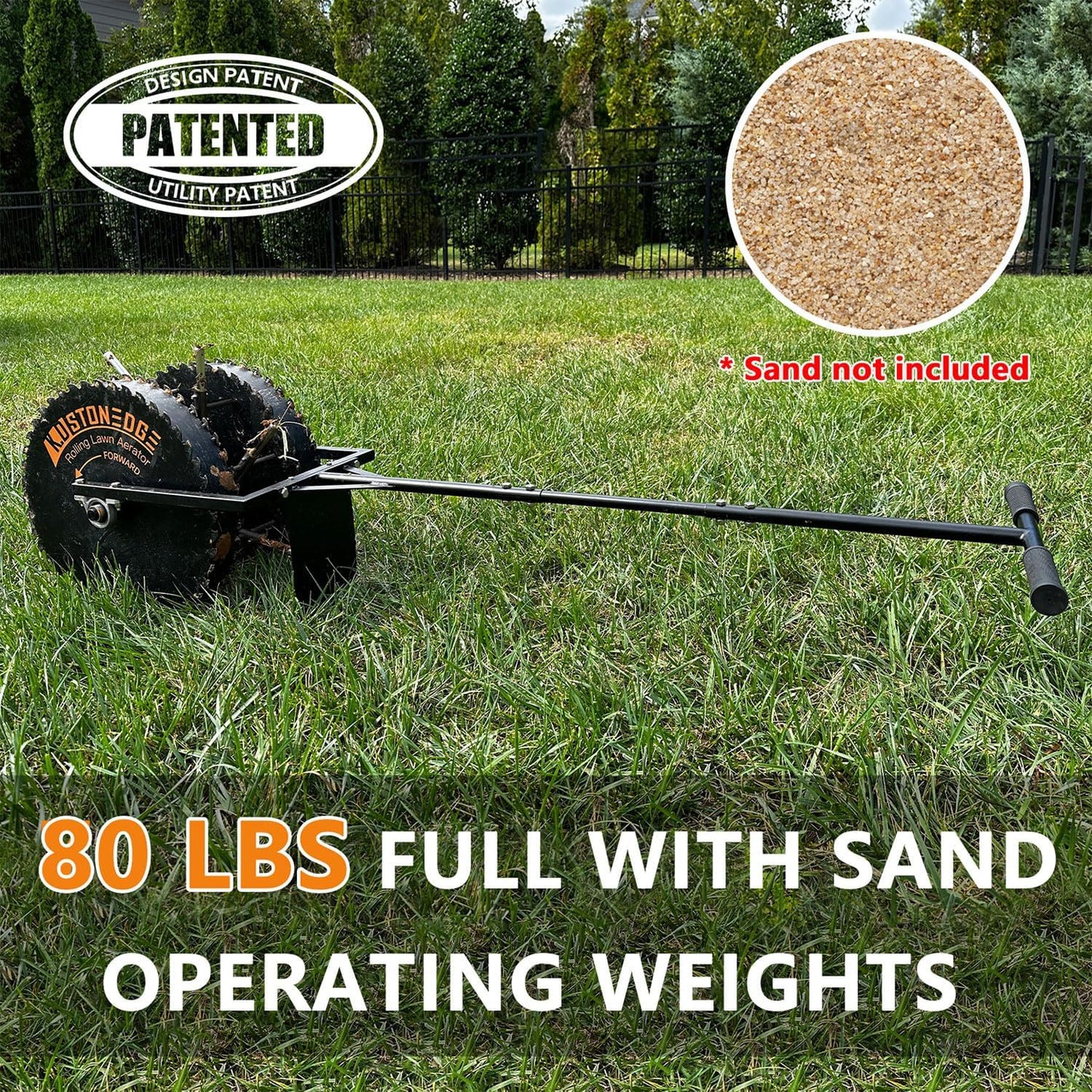 Patented Rolling Lawn Coring Aerator Yard Grass Pulling Plugs Manual Aeration Tool Push Roller Rotary Compacted Garden Soil Loosening