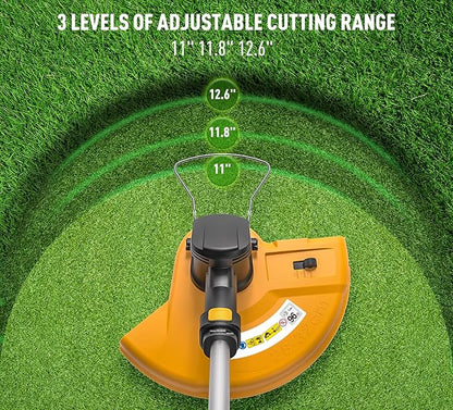 40V Cordless Weed Whacker, 2Ah Battery Powered Weed Eater, 3-Positions Adjustable Cutting Width Grass Trimmer, Telescopic Aluminum Shaft String Trimmer, Battery & Charger Included