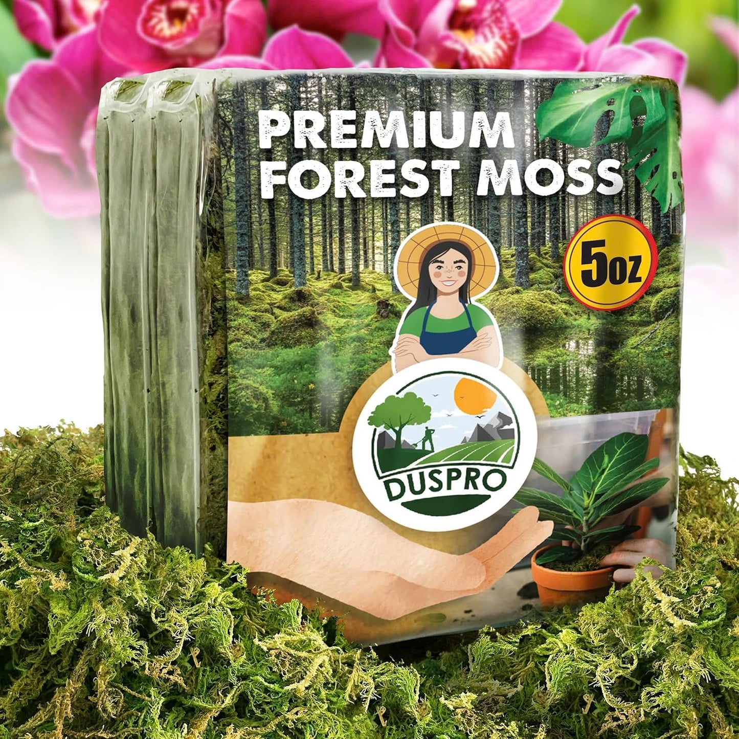 DUSPRO Dried Moss for Potted Plants, Forest Orchid Moss for Potting Mix, Sphagnum Potting Moss for Plants Indoor, Real Moss Soil Cover for Houseplant (5 OZ)