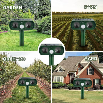 2 Pack Ultrasonic Animal Repeller Outdoor Cat Repellent Solar Deer Repellent Devices Waterproof, Motion Activated Animal Deterrent Devices to Scare Cat Squirrel Rabbit Raccoon Skunk for Yard Garden