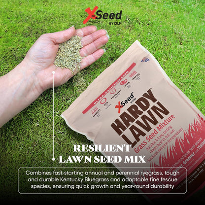 X-Seed Hardy Lawn Grass Seed Mixture - Durable, Long-Lasting Lawn Solution for Full Sun, Withstands Extreme Temperatures & Heavy Traffic, Ideal for Backyards, 3 lbs.