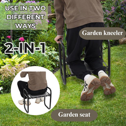 Padded Foldable Garden Kneeler and seat, Sturdy-2 in 1 Garden Stool with Cushion, Portable Gardening Tool for Outdoor use，Ergonomic Stool for Gardening with Durable Support,