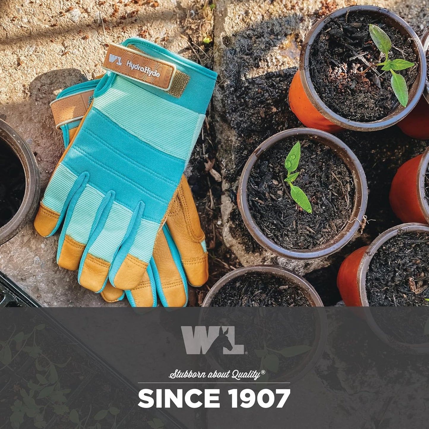 Wells Lamont Women's HydraHyde Leather Hybrid Gloves – Water-Resistant, Durable Cowhide Palm, Spandex Stretch Back – Ideal Landscaping/Farming/Gardening Gloves – Adjustable Wrist– Medium, Blue (3250M)