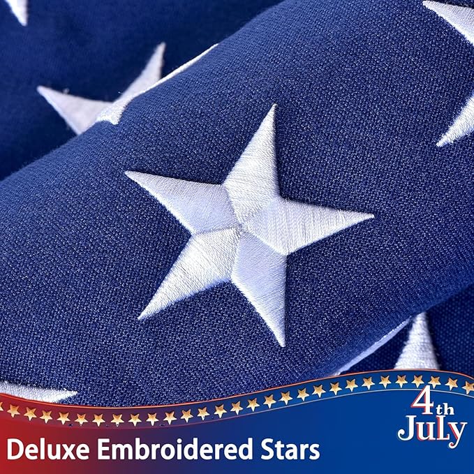 American Flag for Outside 5x8 FT, Deluxe Heavy Duty Spun Polyster, TearProof and Waterproof Super Tough Series, All Weather High Wind USA US Flag with Embroidered Stars, Sewn Stripes, Brass Grommets