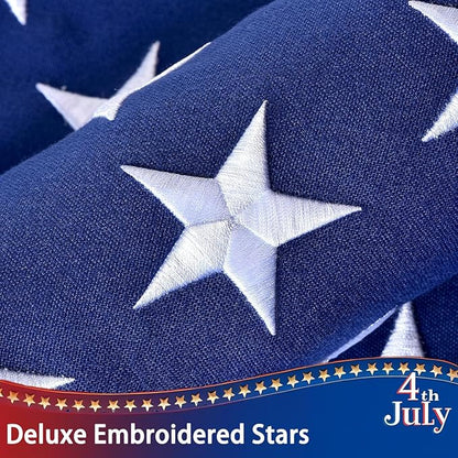 American Flag for Outside 5x8 FT, Deluxe Heavy Duty Spun Polyster, TearProof and Waterproof Super Tough Series, All Weather High Wind USA US Flag with Embroidered Stars, Sewn Stripes, Brass Grommets