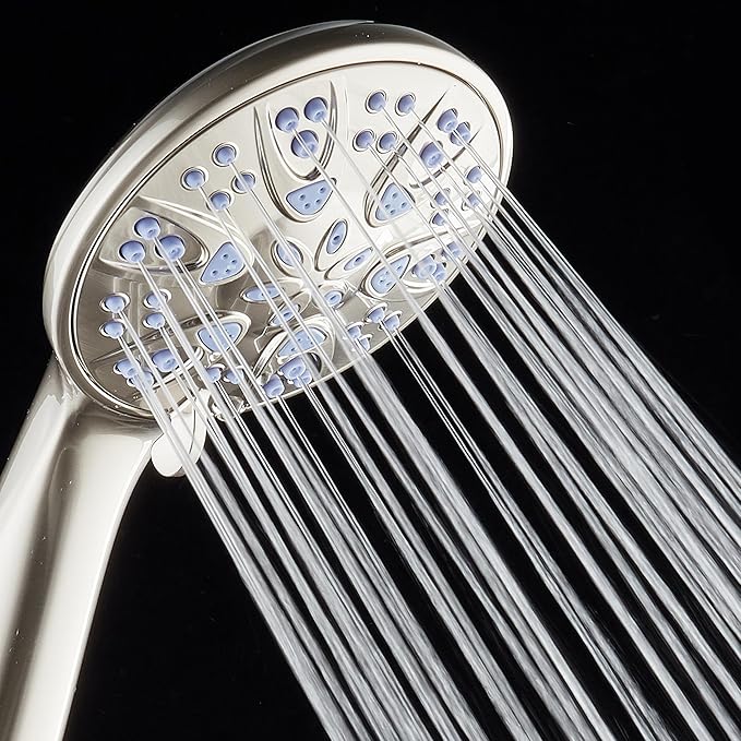 AquaDance Antimicrobial/Anti-Clog High-Pressure 6-setting Hand Shower with Nozzle Protection from Growth of Mold, Mildew & Bacteria for Stronger Shower! - Sunset Blue