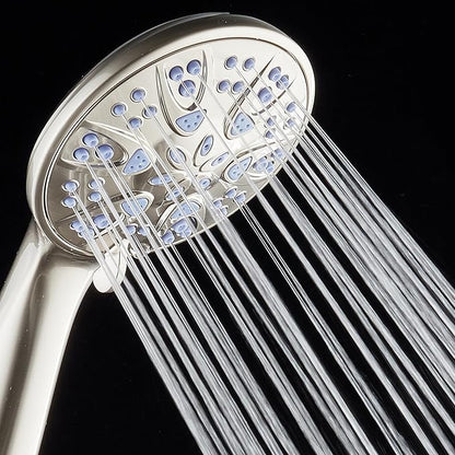 AquaDance Antimicrobial/Anti-Clog High-Pressure 6-setting Hand Shower with Nozzle Protection from Growth of Mold, Mildew & Bacteria for Stronger Shower! - Sunset Blue