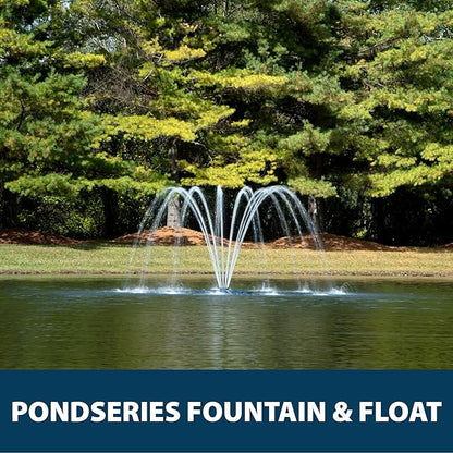 Airmax PondSeries Floating Fountain for Pond & Lake, Water Cooled Motor with 3 Spray Pattern Nozzles for Surface Aeration, 1/2 HP, 115 Volt, 150' Power Cord