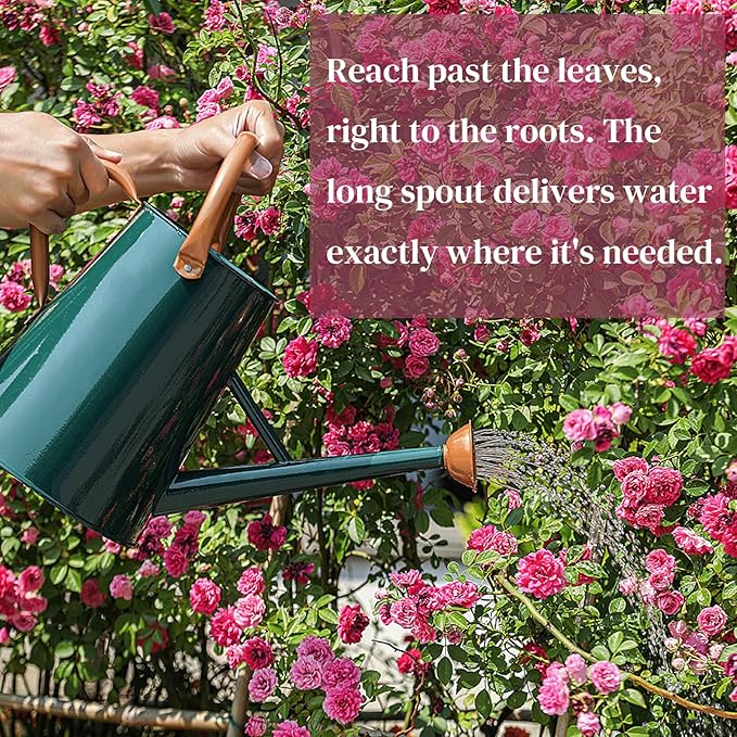 Metal Watering Can with Removable Spout, 1.5 Gallon Large Watering Cans for Plants, Galvanized Steel Gardening Water Can for Indoor & Outdoor Use, Watering Pot with Ergonomic Movable Handle(Green)