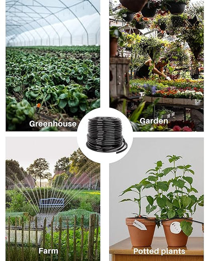 100 ft Drip Irrigation Tubing, 1/4 Inch Drip Line Irrigation Hose with 20 Pcs Drip Irrigation Parts, Drip Irrigation Kit by MoHern