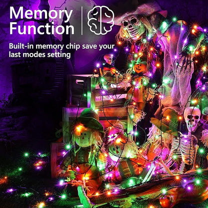 Brizled Mini Halloween Lights, 78.74ft 240 LED String Lights Connectable, 8 Modes Outdoor Halloween Lights, Spooky Tree Light with Timer for Carnival Party Decor, Purple & Green & Orange