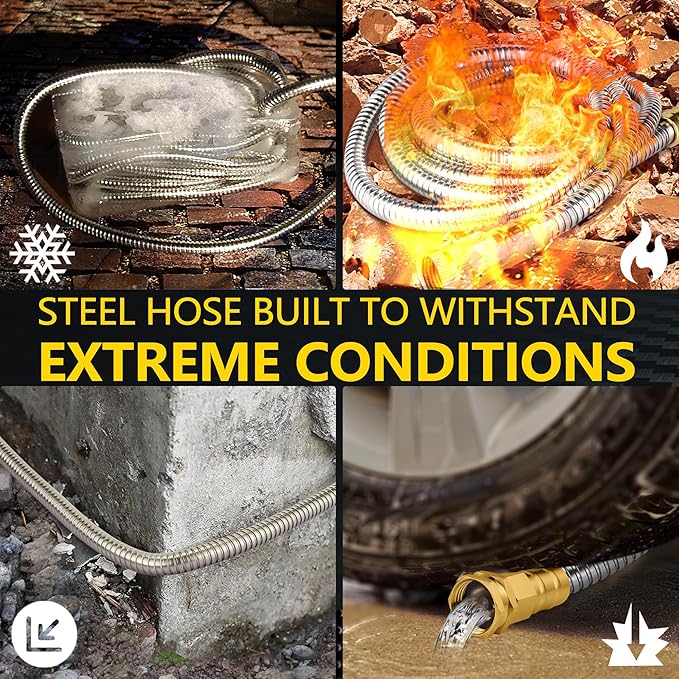 Metal Garden Hose 150 ft - Stainless Steel Garden Hose Leak-Proof with Layer Latex Core - 2025 Version/New Patented,Lightweight, Durable Hoses with Nozzles - Less-Kink Flexible Metal Water Hose