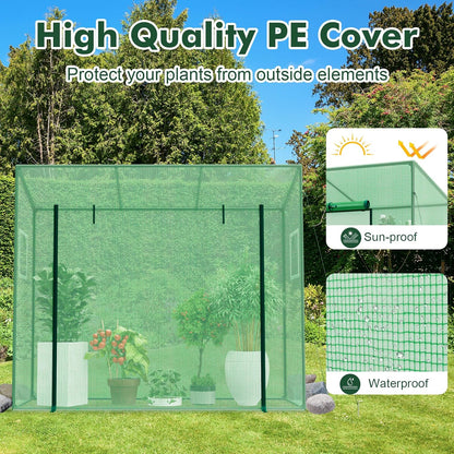 Happygrill Mini Greenhouse, Walk-in Greenhouse w/PE Cover, 4 Wind Ropes & Ground Stakes, Roll-up Zipper Door, Double-Layer Screen Windows, Portable Small Greenhouses for Outdoors, 6.6 x 2.5 x 5.6 FT