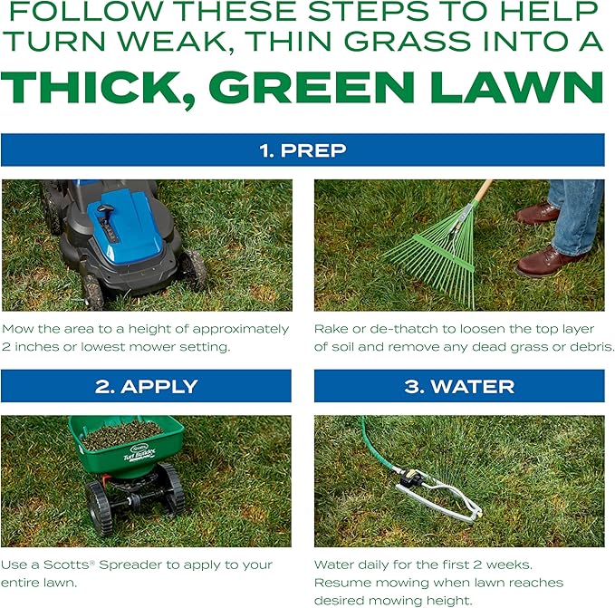 Scotts Turf Builder Thick'R Lawn Sun and Shade, Combination Seed, Fertilizer and Soil Improver, Thickens Thin Grass, 10 lbs.
