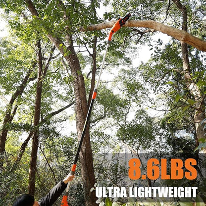 8-Inch Corded Electric Pole Saw 8-Amp Telescoping Power Pole Saw Auto Oiling Multi-Angle Pole Chainsaw for Tree Trimming Courtyard Household