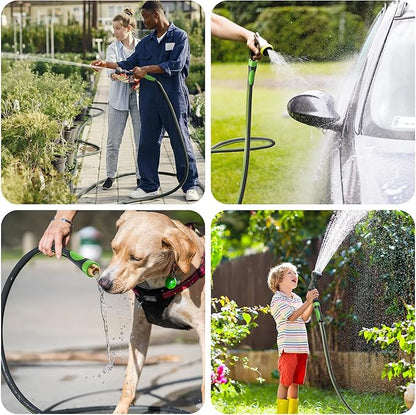 WORKPRO Hybrid Garden Hose 5/8 in.x 100ft, Water Hose Heavy Duty, Flexible, Lightweight Hybrid Rubber Hose with Rotary Handle, 3/4" Solid Brass Fittings, Outdoor Watering Hose for Lawn, Garden & Yard