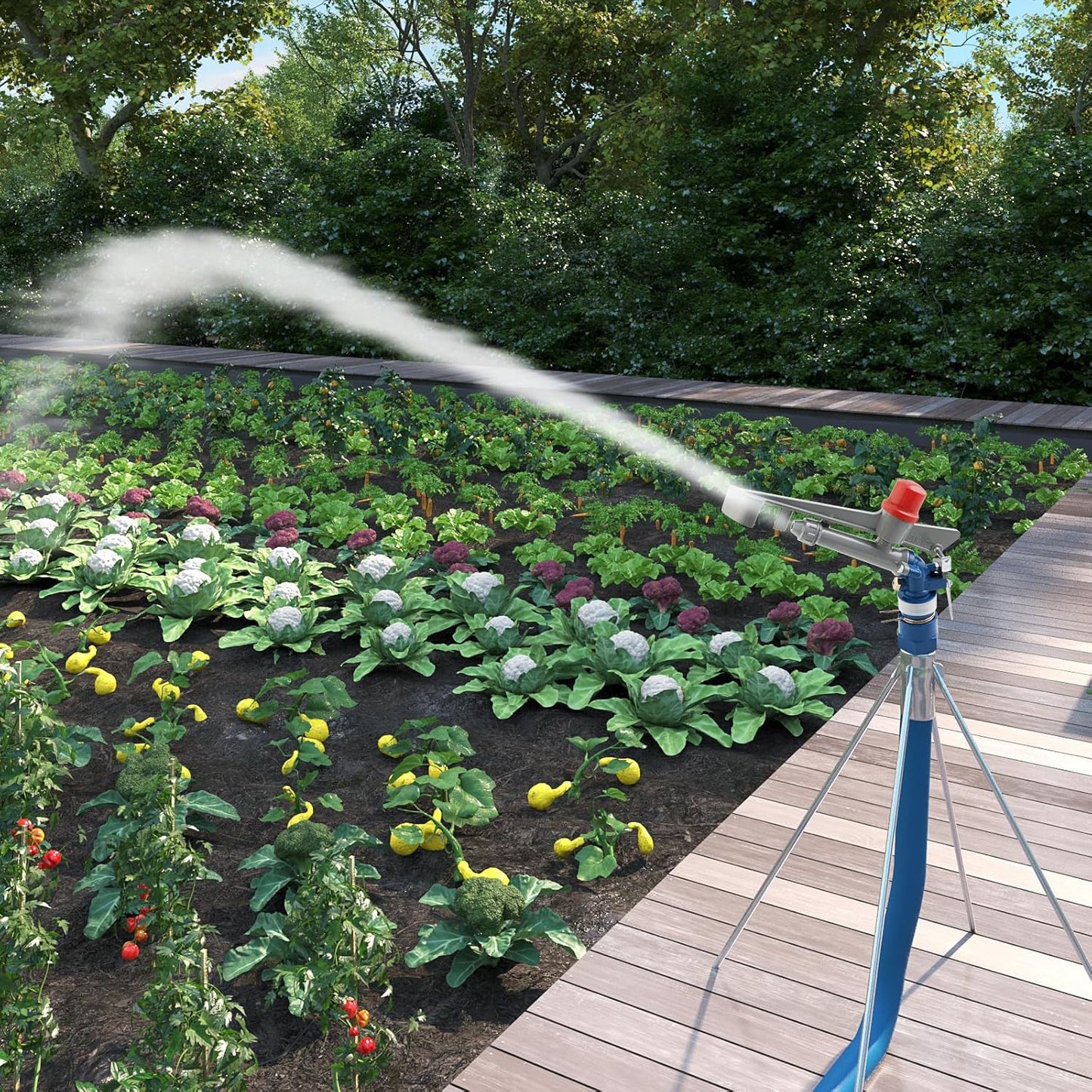 1'' Agriculture Irrigation Spray Gun Sprinkler Large-Area Irrigation Spray Gun Garden Farm Watering Sprinkler 360° Adjustable Watering for Farms, Orchards, Tea Gardens, Forestry