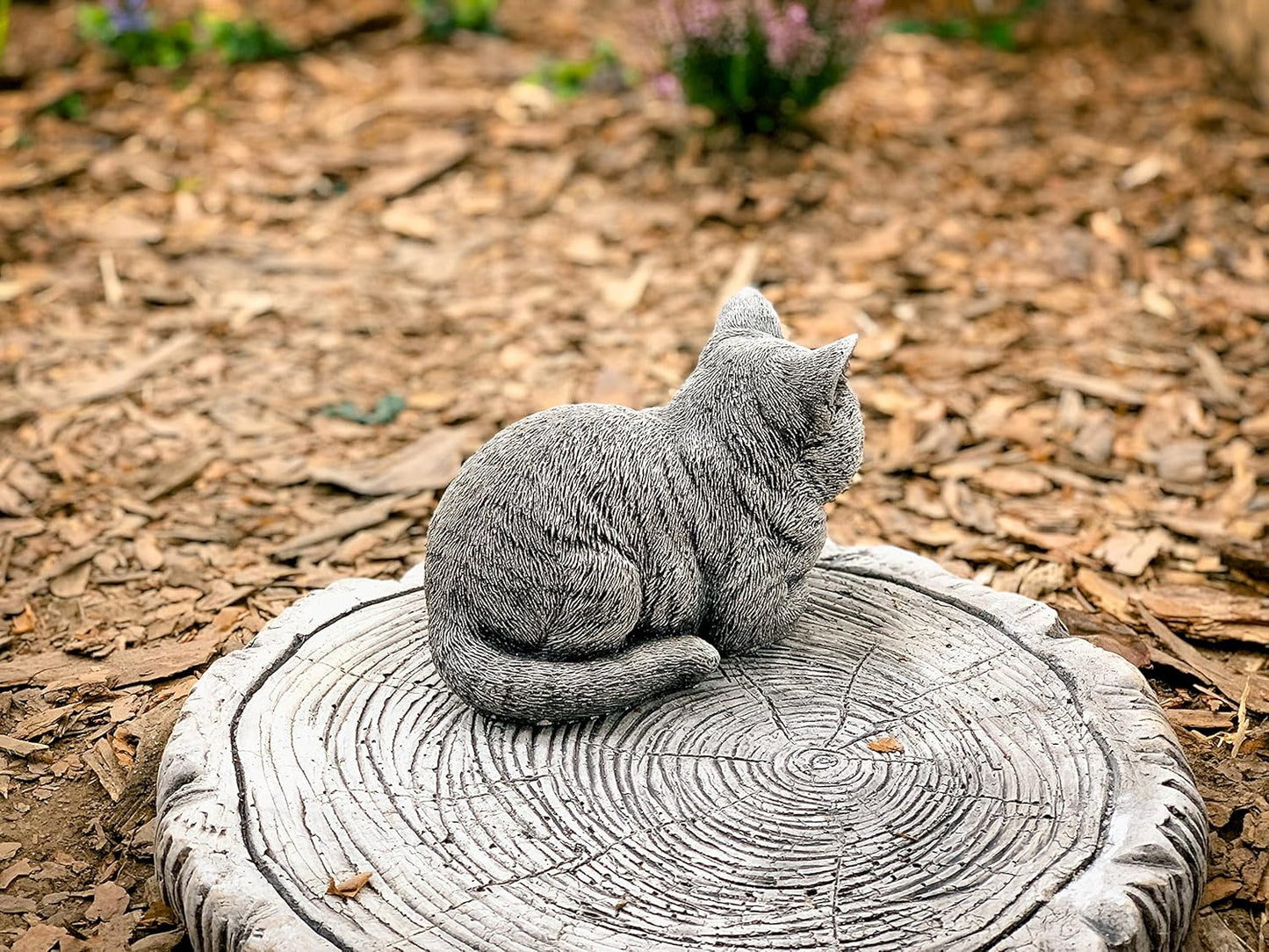 OLOMA Little KITTY19 lb. Cat Statue, Concrete Pet Statues, Concrete Statues of Cats, Garden Cats, Animal Memorial Marker, Painted Kitten Nappy Cat Statue Kitty Figurine, Gray