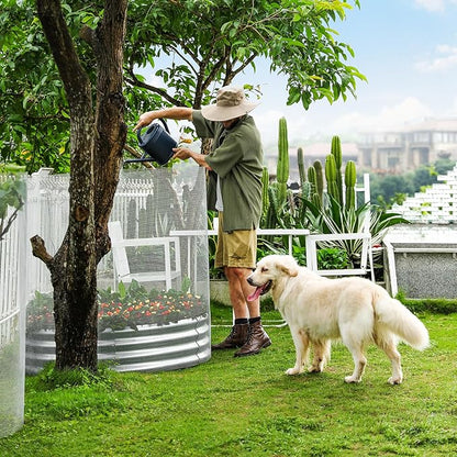 Land Guard 3×3×3ft Galvanized Raised Garden Bed Kit, Round Galvanized Planter Raised Garden Boxes Outdoor, Large Metal Raised Garden Beds for Vegetables, Silver