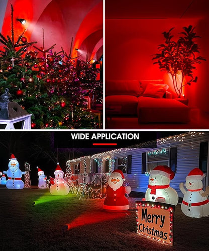 LOHAS Landscape Red Christmas Spot Lights Outdoor, 10W Dusk to Dawn Sensor LED Spotlights for Yard, IP66 Waterproof Pathway Garden Outside Lights, 9.84-ft Cord, Red Lawn Decor Lamp, UL Listed,2 Pack
