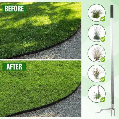Stand up Weed Puller with 3 Claw Head, 45.6" Long Handle Weed Puller Tool Stand up Heavy Duty, Detachable Weed Remover Tool, No Need Bending Kneeling Weeding Tool for Lawn Yard Garden