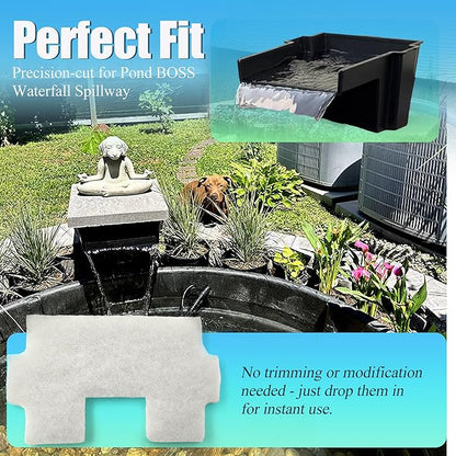 7PCS Pond Filter Media for Pond BOSS Waterfall Spillway, 6 Koi Pond Filter Pad Fine& 1 Pack Ceramic Rings, Reusable Ultra-Durable Fish Pond Filter Material (Spillway not Included
