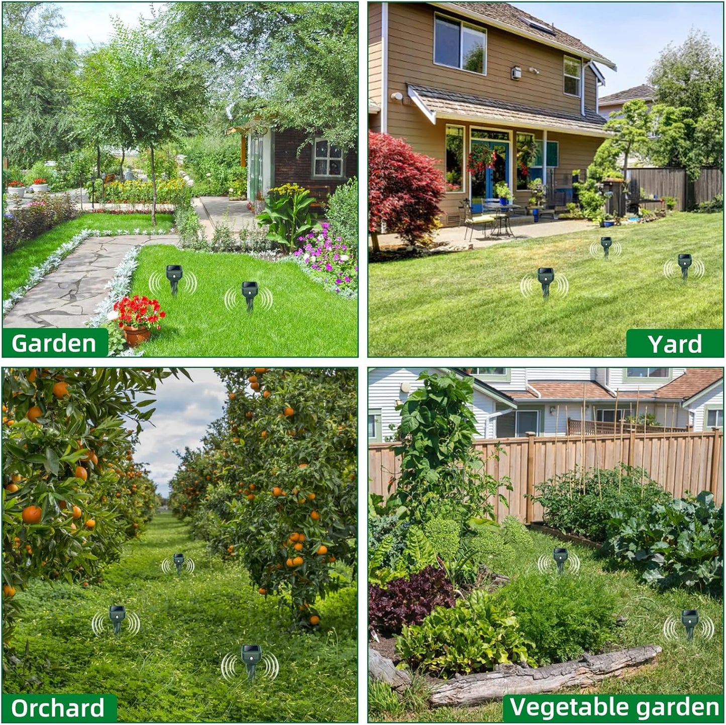 Mole Repellent Solar Powered, 4 Pack Snake & Skunk Repellent for Yard, IP 65 Waterproof Ultrasonic Deterrent Stakes, Get Rid for Rabbit, Gopher, Vole, Chipmunk, Deer, Groundhog for Lawns Garden